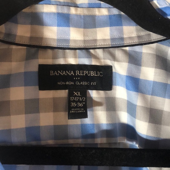 Banana Republic Blue/Gray Checkered Button Down XL - Picture 6 of 7